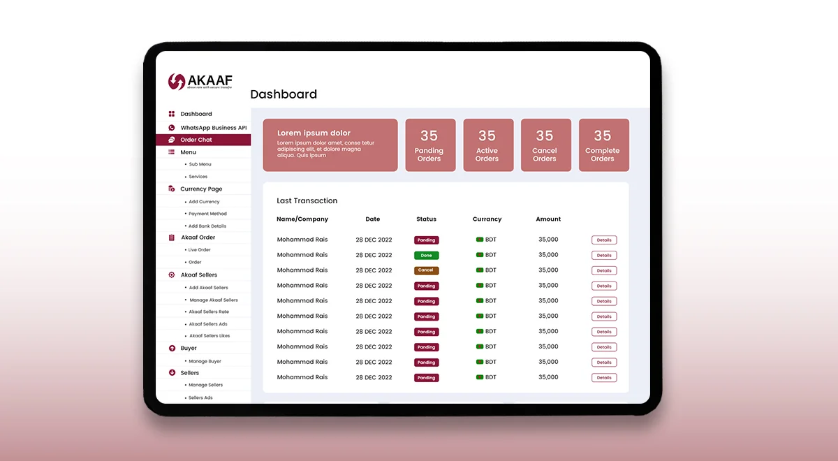 Admin Dashboard Development